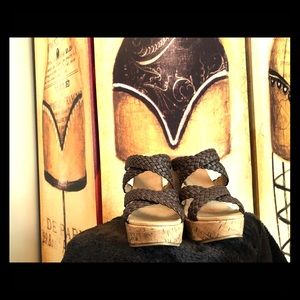Charming Charlie’s brown braided strap wedge
